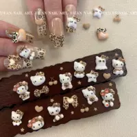 Сетка красный леопардовый принт hellokitty маникюрные украшения мультфильм KT cat бант Hali Hello Cat смола бриллиант