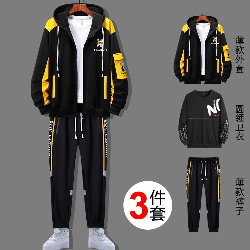 Traje deportivo sudadera para hombre moda casual de moda primavera y otoño nuevo estilo estudiantes de secundaria y preparatoria adolescentes guapos conjunto de tres piezas