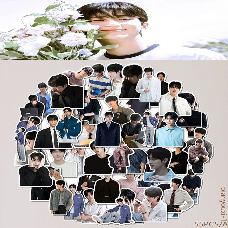55 Pieces of Bags Decorated with Song Seung-Heon, Kim Soo-Hyuk, and Other Korean Celebrities, Waterproof Stickers for Luggage and Phone Cases 55 Pieces of Bags Decorated with Song Seung-Heon, Kim Soo-Hyuk, and Other Korean Celebrities, Waterproof Stickers for Luggage and Phone Cases