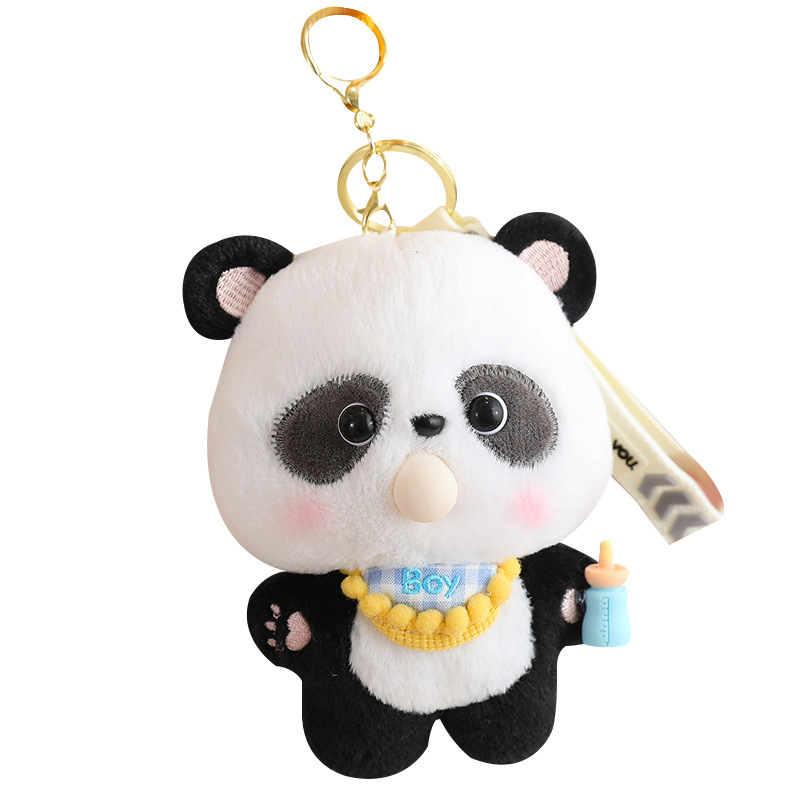Burbuja de dibujos animados Panda muñeca de peluche de juguete bolsa de la cadena dominante del coche colgante mochila colgante pequeña muñeca