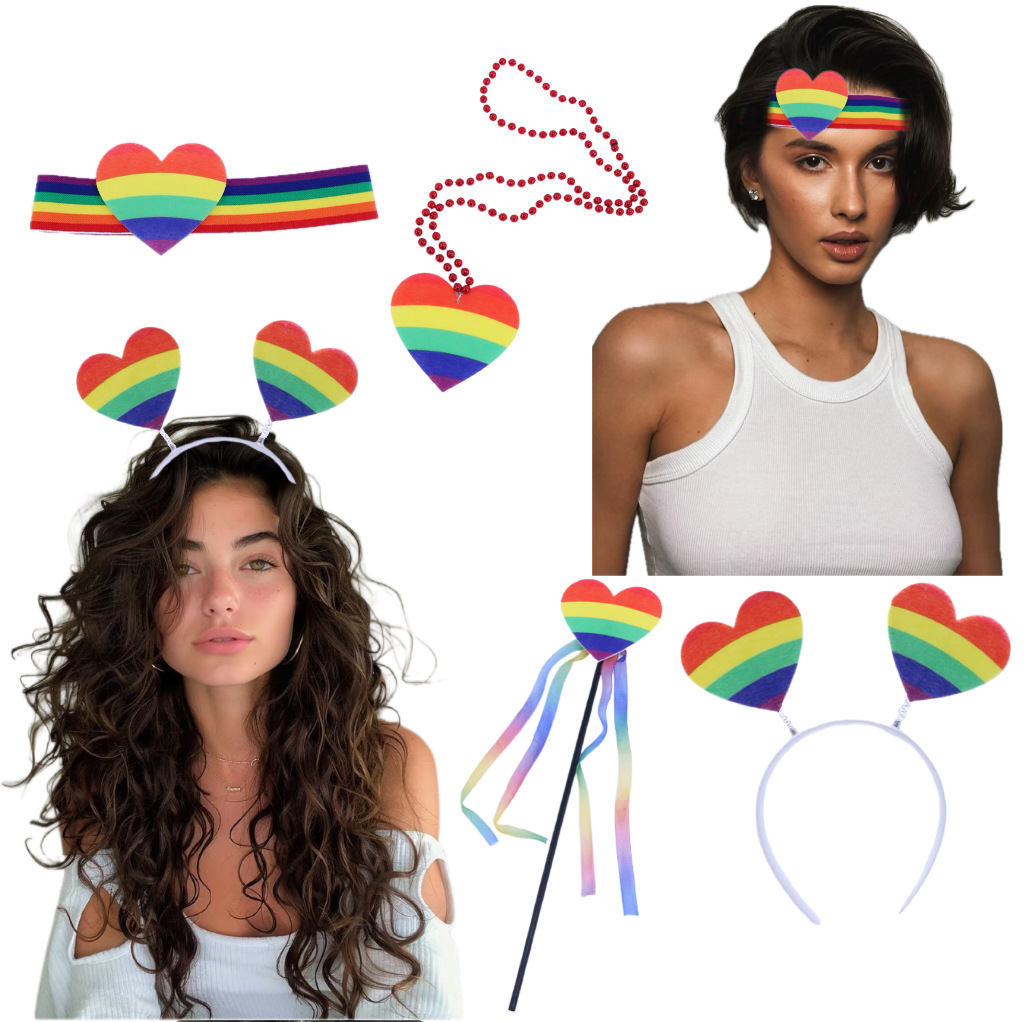 Rainbow Headband, Rainbow Necklace, Rainbow Magic Wand, Rainbow Hairband for Cross-Border Holiday Party Costume Props