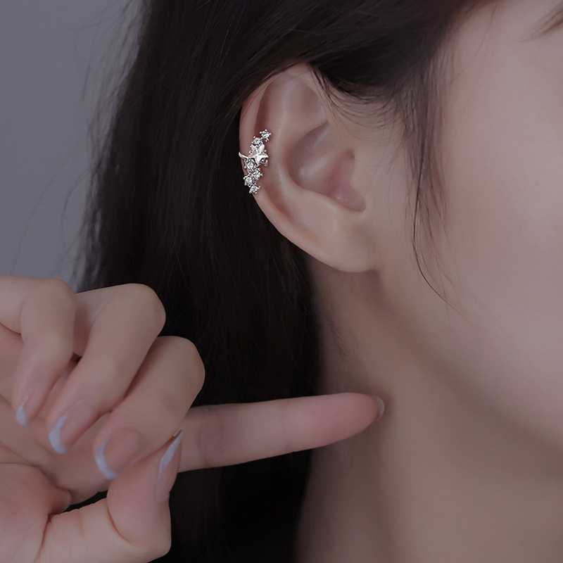 Beidou siete estrellas clip de hueso de oreja mujeres sin agujeros de orejas de plata colgando pendientes de nicho de diseño 2025 nuevos exquisitos pendientes