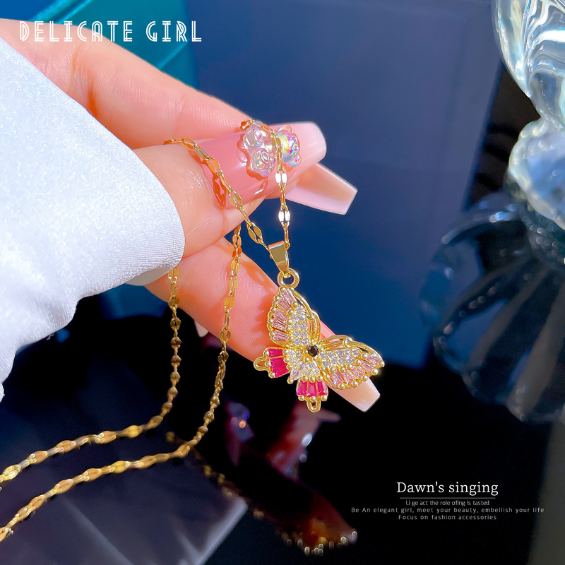 Style Ethnique Papillon Acier Au Titane Le Cuivre Incruster Zircon Pendentif display picture 6