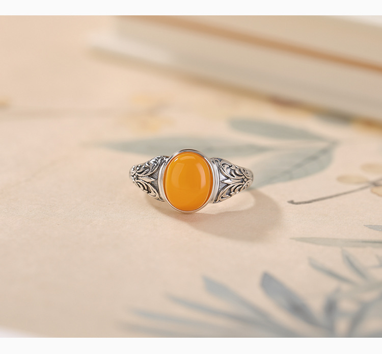Nhẫn bạc S925 vintage họa tiết hoa mật ong, điều chỉnh độ mở — Một mảnh chi tiết 3