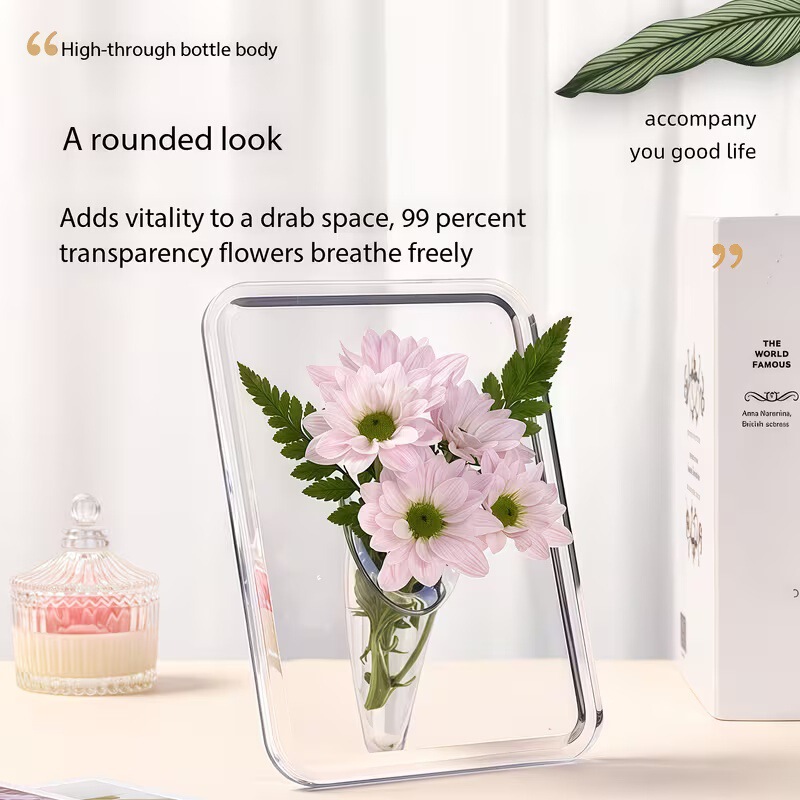Creative Acrylic Photo Frame Vase, Transparent and Anti-Fall, Home Living Room Office Desk Decoration Ornament, Hydroponic Flower Arrangement Device Creative Acrylic Photo Frame Vase, Transparent and Anti-Fall, Home Living Room Office Desk Decoration Ornament, Hydroponic Flower Arrangement Device