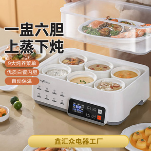Waterproof Electric Stew Pot for 4-5-6 People, Soup Pot, Household Fully Automatic Reservation, Large-Capacity Ceramic Electric Stew Steamer