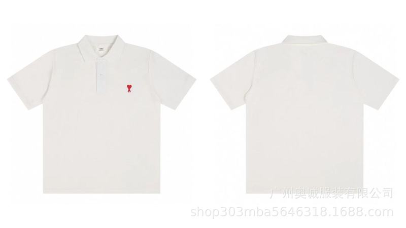 クロスボーダー 25ss ami POLO 小さな刺繍半袖カップルラウンドネックルーズスポーツカジュアル Tシャツ男性と女性用|undefined