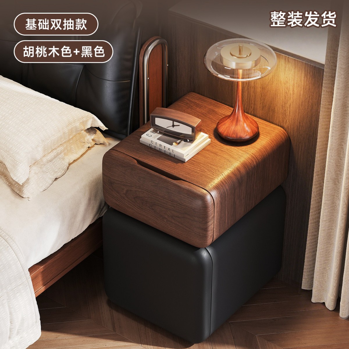 Mesa de cabecera ultra estrecha dormitorio doméstico 2026 explosión estilo medieval madera maciza pequeña cabecera estante gabinete de almacenamiento