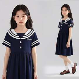 女童夏季连衣裙学院风薄款小女孩漂亮裙子海军领水手服儿童装夏天
