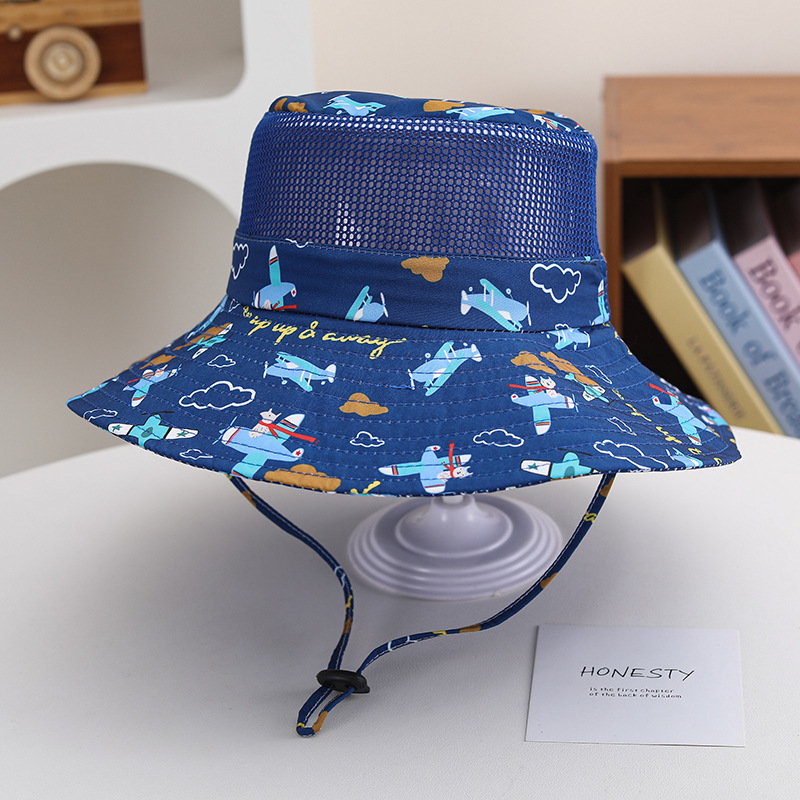 Sombrero de malla de verano para niños, sombrero grande, sombrilla, protector solar, sombrero para el sol transpirable al aire libre para bebés, sombreros de pescador para niños y niñas