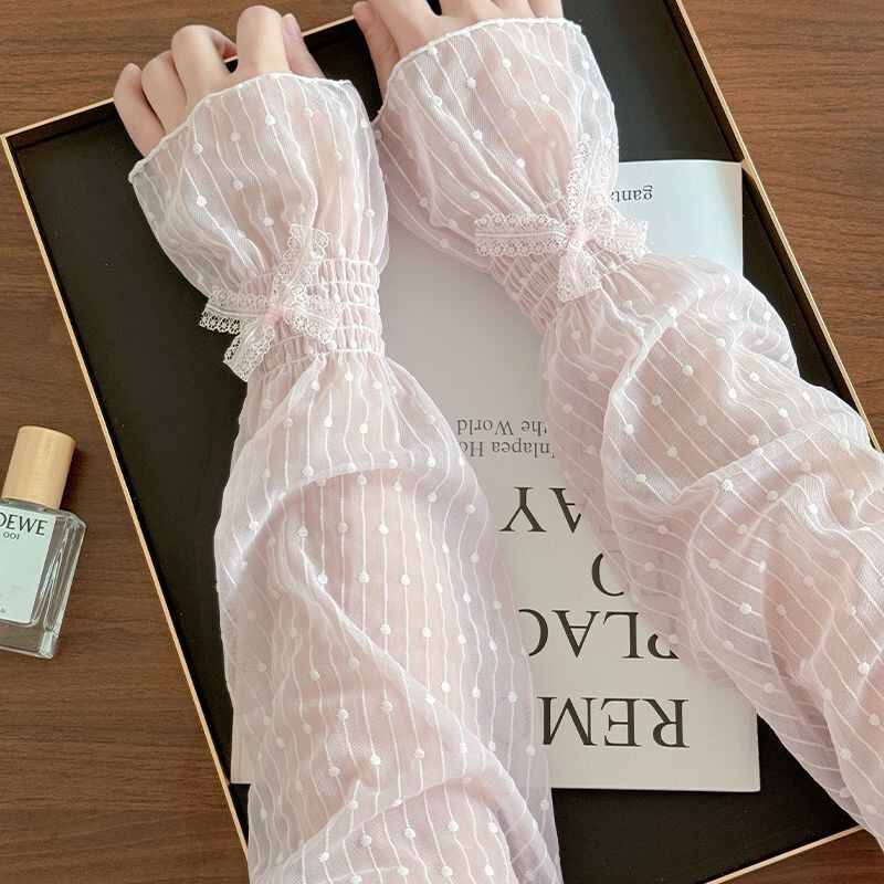 Lace Loose Sun Protection Arm Sleeves, High-End Summer 2026 New Style Stylish Ice Sleeves, Breathable Ice Silk Princess Thin Style