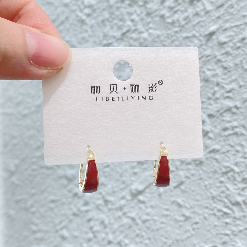 丽银/丽贝丽影红色系列耳饰复古时尚百搭氛围感滴油轻奢耳环预售|undefined