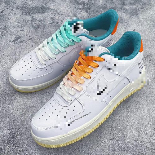 Baojie adapts to AJ1 Air Force One af1 men's white green orange mint green orange gradient white shoes with laces for women