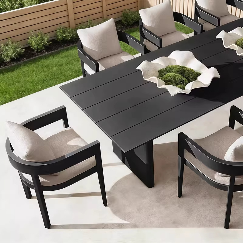 Villa al aire libre patio mesa y silla techo mesa de comedor al aire libre hotel de alta gama jardín al aire libre terraza mesa y silla impermeable combinación