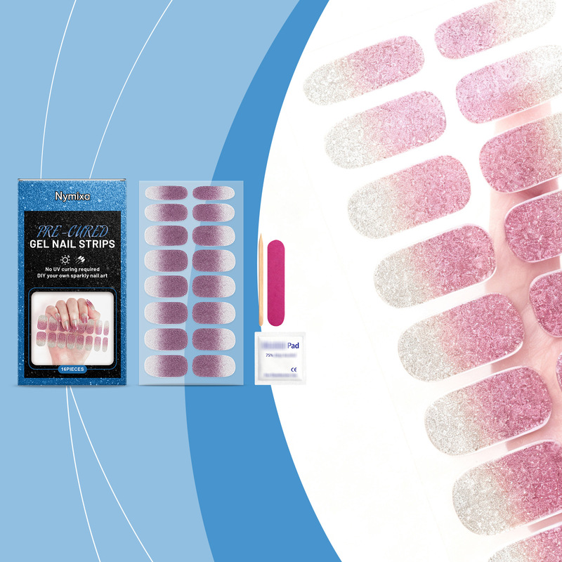 Nymixa Colorful Soft Gel Nail Stickers Set - No Lamp Needed, Easy to Apply and Remove, Cool and Stylish Set