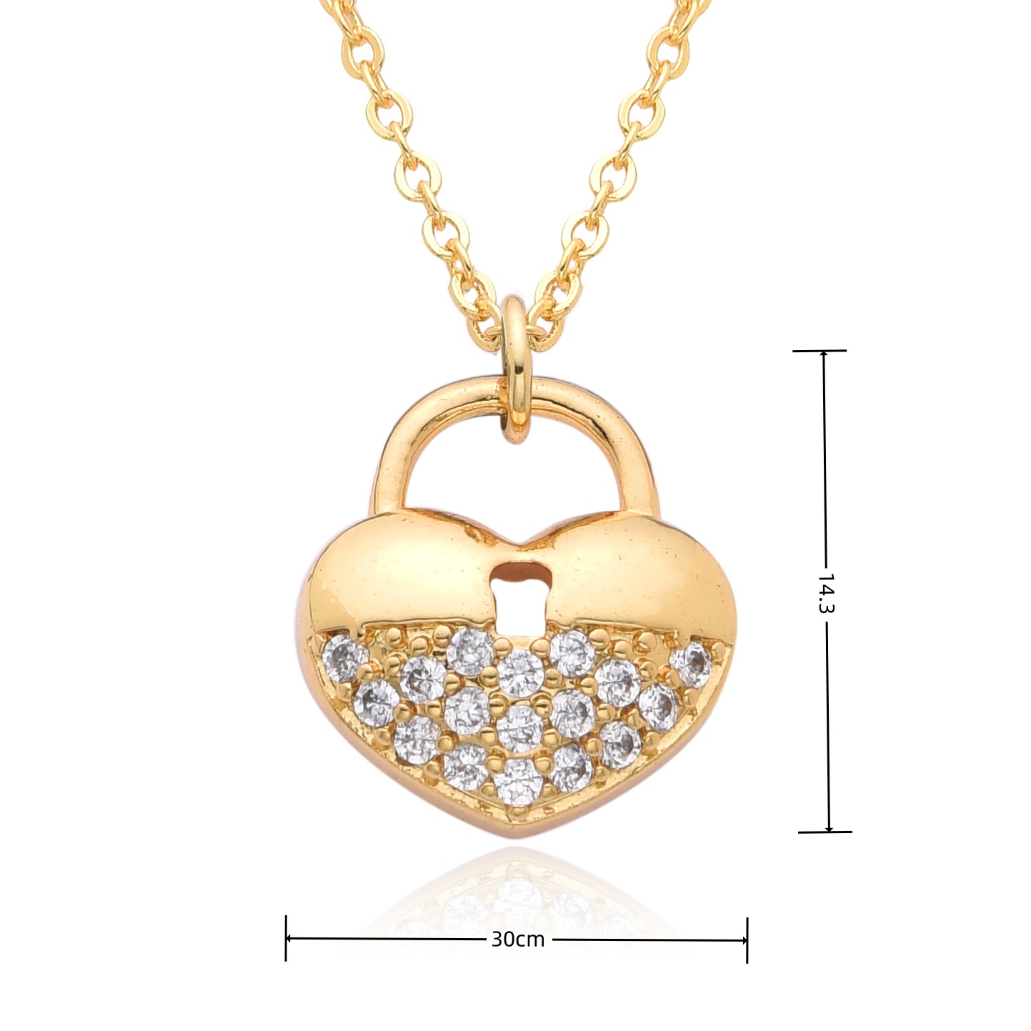 8g Weight Copper Pendant Material Zircon Inlay Material Pendant Necklace Classification Copper Chain Material 1 Piece Quantity Daily, Date Occasion Copper Material Heart Shape, Lock Pattern Women's Gender Inlay Design Elegant, Shiny Style Copper Inlay Heart Shape Lock Zircon Pendant Necklace 16