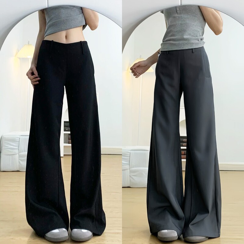 Black Suit Flared Pants for Women, Spring/Summer 2026 New Style, Petite High-Waisted Slimming Pants with Drape Effect Black Suit Flared Pants for Women, Spring/Summer 2026 New Style, Petite High-Waisted Slimming Pants with Drape Effect