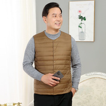 羽绒马甲男无领内胆内穿秋冬轻薄羽绒服男背心爸爸装坎肩圆领V领