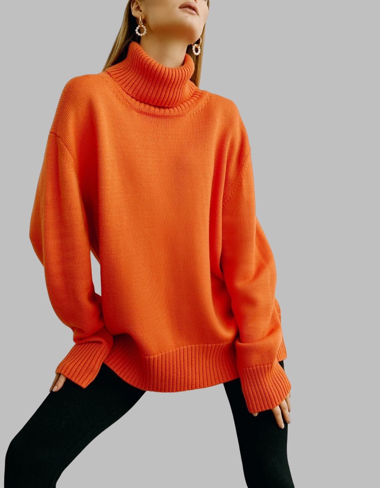 Comercio exterior transfronterizo de color sólido suéter de cuello alto mujeres Europa y América otoño y invierno suelto versátil clásico explosión camiseta de punto precio de fábrica al por mayor image 12
