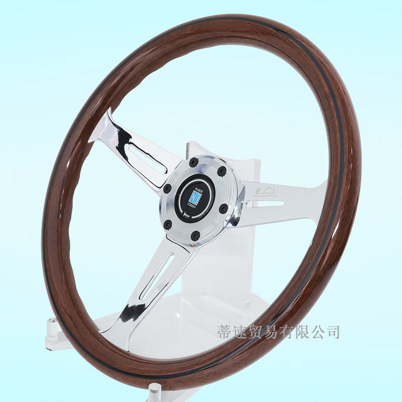 Factory Direct Sales Nardi Modified Electroplated 14-Inch 350mm Peach Wood Grain Steering Wheel with 74mm Hole Spacing and Horn Cover