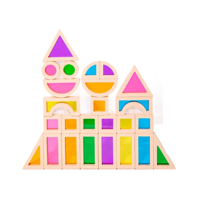 Jardín de infantes de niños Mont 'innovación ayuda de enseñanza madera colorido juguetes de bloques geométricos juguetes para bebés apilación puzzle