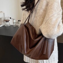秋冬季复古大容量包包女2024新款时尚通勤单肩包软面手提波士顿包
