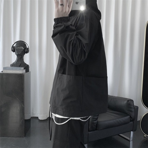 Dark Series Men's Hooded Sweatshirt, 2025 Summer Thin Original Hostel Style Hip-Hop Workwear Functional Streetwear Jacket