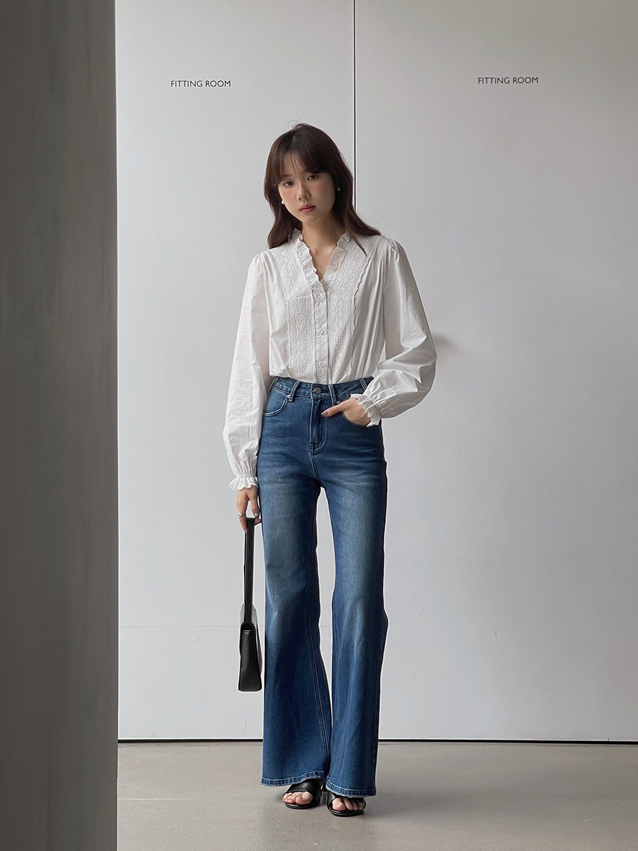 【人気アップグレード 南フランスホワイトムーンライト】Geming フレンチホワイトシャツ レディース 通勤レースシャツ Y1626F