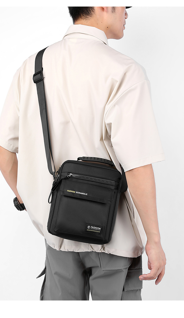 Men's large-capacity bag, nylon fabric single-shoulder bag, new business commuting crossbody bag, vertical small bag, hand-held men's bag undefined