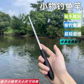 小物钓鱼竿套装微物手竿儿童迷你短节溪流竿超细鳑鲏杆钓虾竿