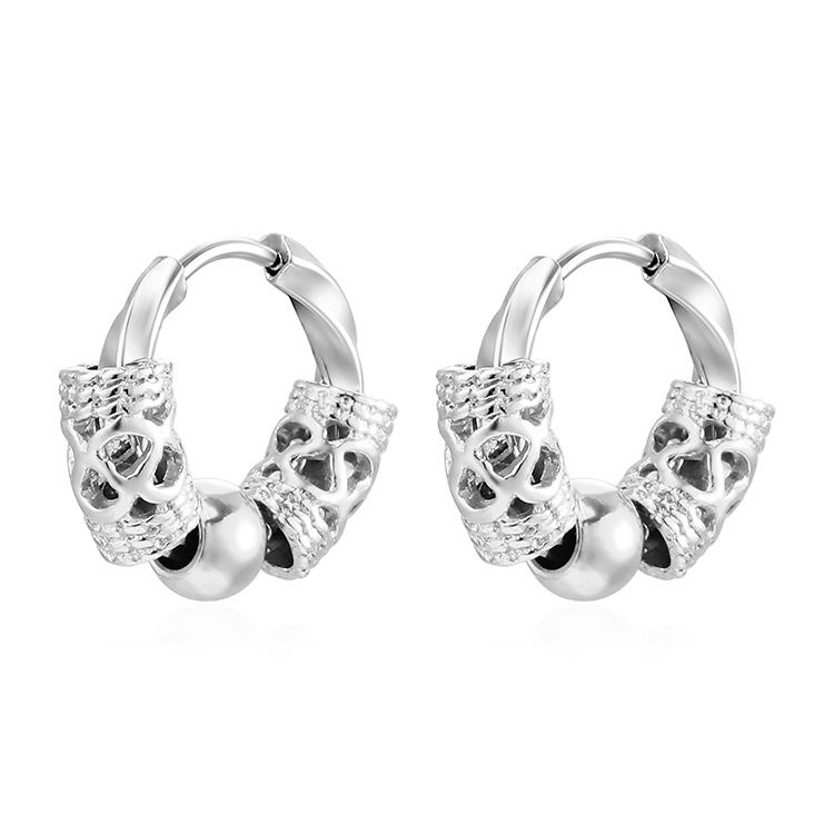 Pendientes Totem con Patrón de Dragón Europeo y Americano para Hombre y Mujer, Pendientes de Acero Inoxidable, Colgantes, Cuentas Redondas, Estilo Geométrico Chino, Venta al por Mayor