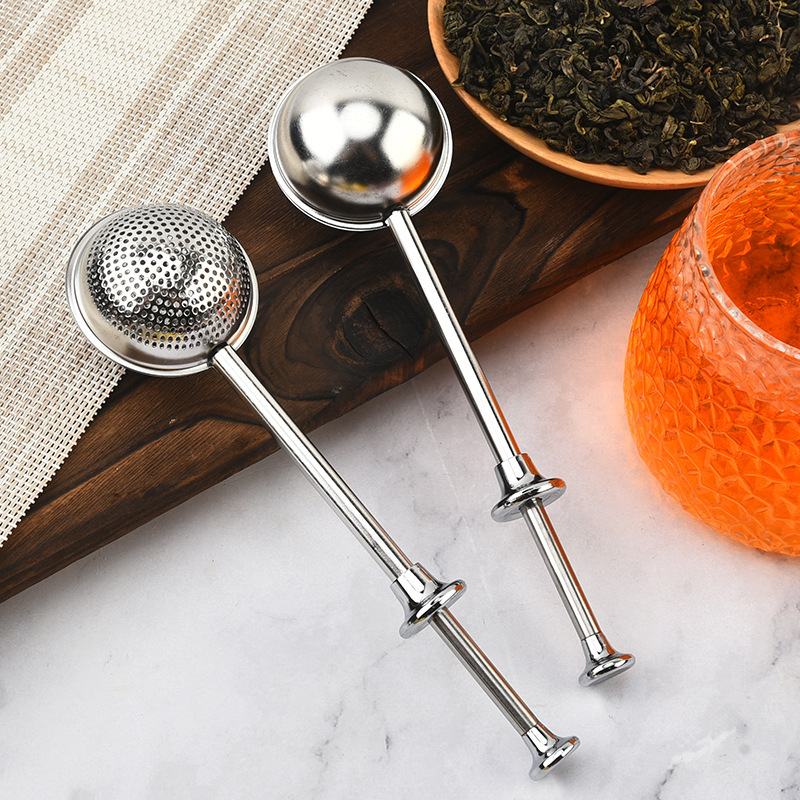 304 Stainless Steel Tea Leakage Tea Filter Tea Maker Round Tea Ball Telescopic Half Leakage Tea Filter Powder Sprinkler
