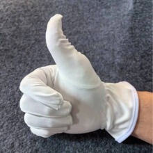 超细纤维无尘布手套表演文玩盘珠白色礼仪手套质检珠宝不掉毛手套