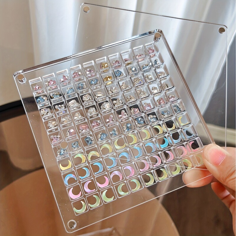 Highly Transparent Diamond Box Manicure Tools Japanese Magnetic Design Dustproof and Waterproof Display Jewelry Convenient Storage Box