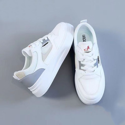 Little White Women's Shoes  Spring and Summer Leather Waterproof Versatile Casual College Style Sports Shoes Soft Sole Heightened Running Shoes