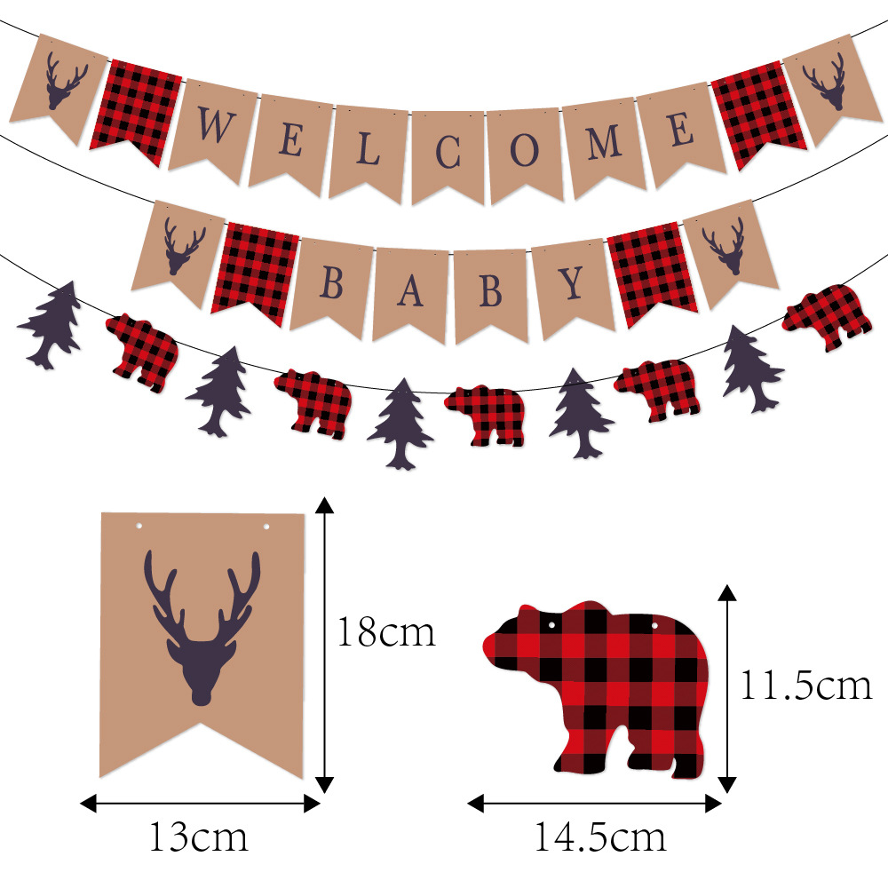 Nuevo bebé cumpleaños decoración tire bandera selva registro bienvenida bebé fiesta decoración bienvenida bebé tire bandera