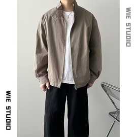 美式复古工装夹克男春秋季痞帅立领休闲上衣服男士潮牌飞行员外套