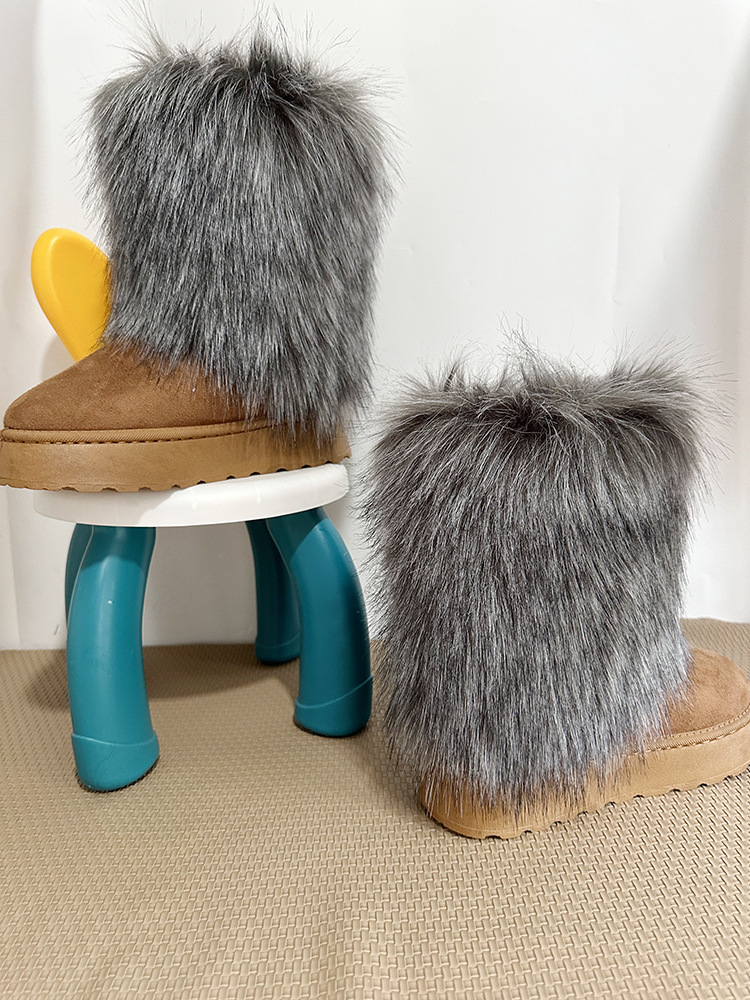 2024 botas de lana de tacones altos, zapatos de invierno para mujeres, botas de nieve de lana de alto perfil