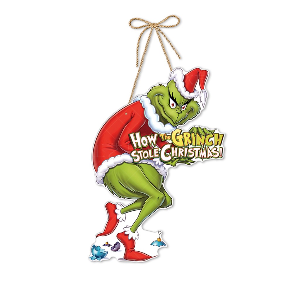 Amazon FIESTA DE Navidad decoración puerta colgante Grinch tema puerta colgante decoración Navidad atmósfera Decoración Accesorios