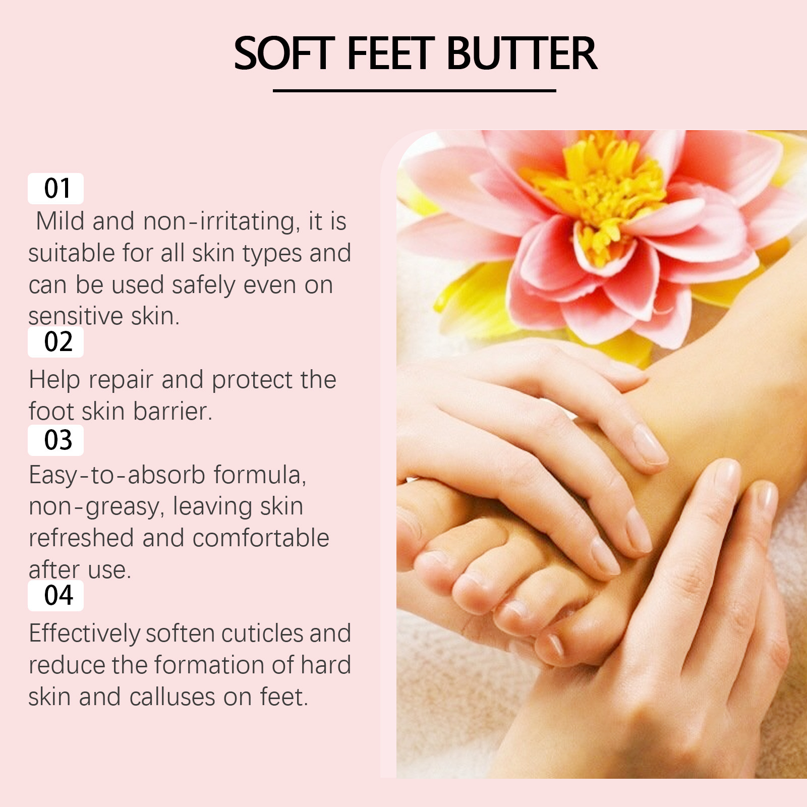 Fußpflegecreme, erweichende Fußpflegecreme mit Granatapfel-Moringasamen, feuchtigkeitsspendende Fußcreme für die Ferse_voghion.com