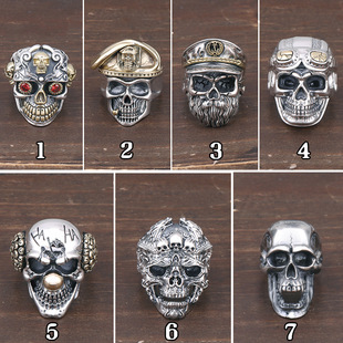 Skull Clown Ring Men's Trendy Exaggerated Retro Old Captain Navy Index Finger Men's Ring Opening 925 Sterling Silver