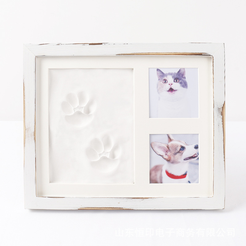 Pet Paw Print Ink Pad Photo Frame Solid Wood Souvenir DIY Gift Cat Dog Paw Print Record Factory Wholesale