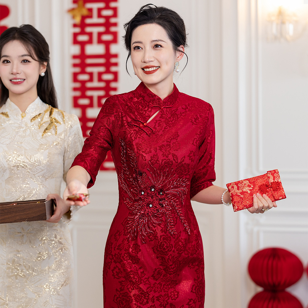 妈妈婚宴礼服宴会连衣裙丈母娘高贵喜婆婆婚宴装2025春季新款