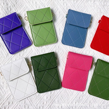 ins商务简约卡包 手提小香风格子卡包 小清新零钱包硬币包 创意