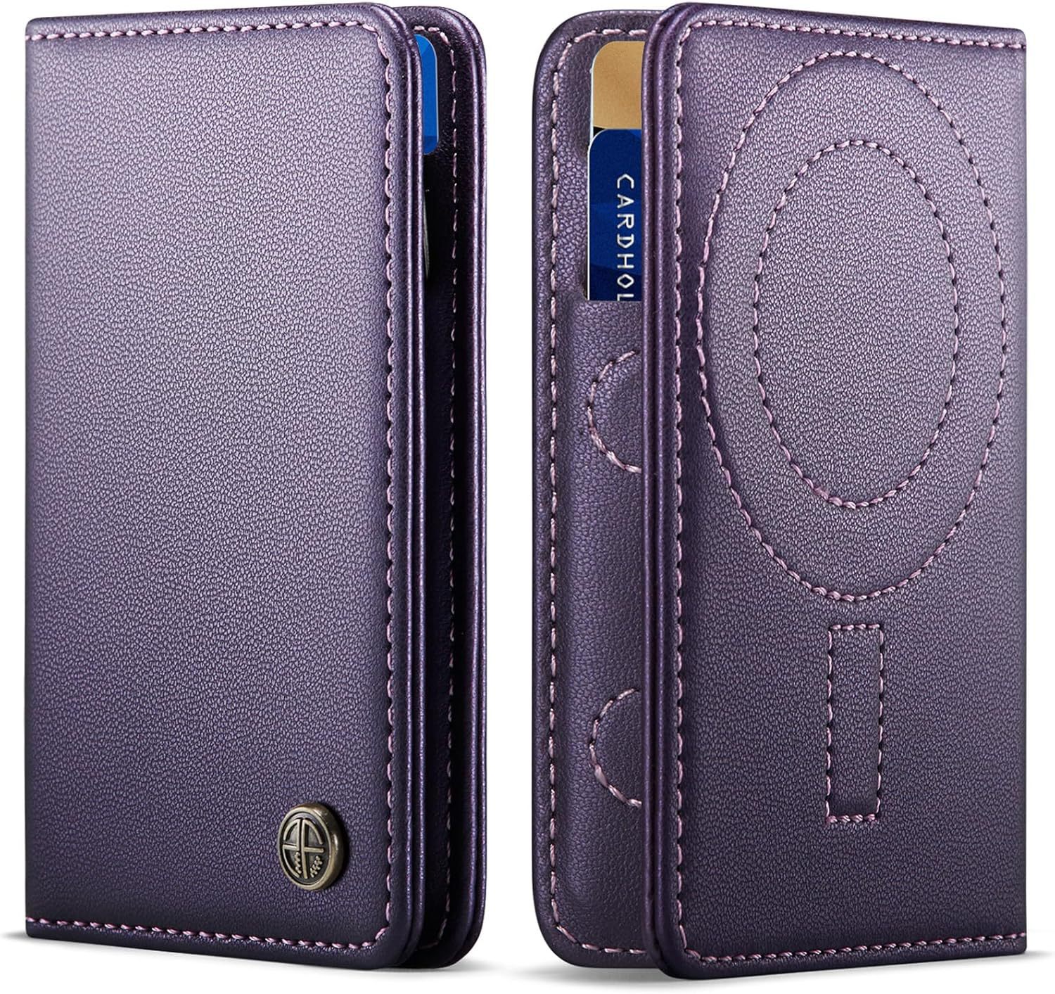 Amazon Magsafe Magnet 2 en 1 bolsa de tarjetas para iPhone RFID cepillo antirrobo de cuero bolsa de tarjetas