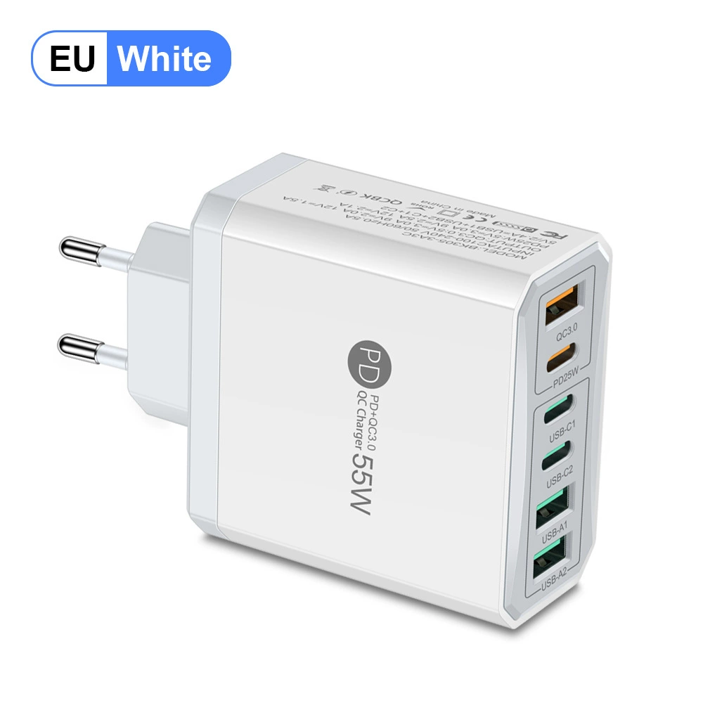 Быстрое зарядное для мобильного телефона 3PD+3USB, дорожный блок, стандарты PD55W QC3.0+PD25W