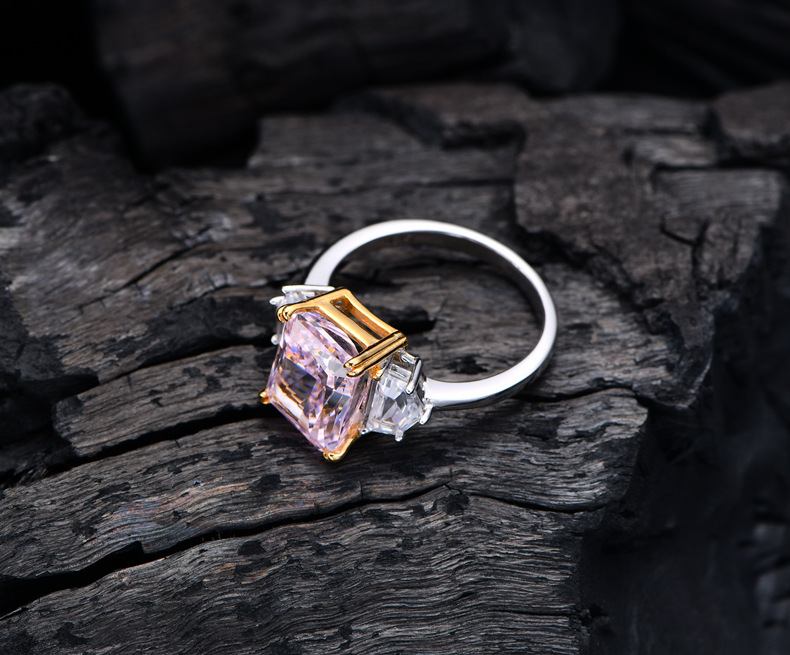 Fashion Geometric Sterling Silver Inlay Zircon Rings 1 Piece