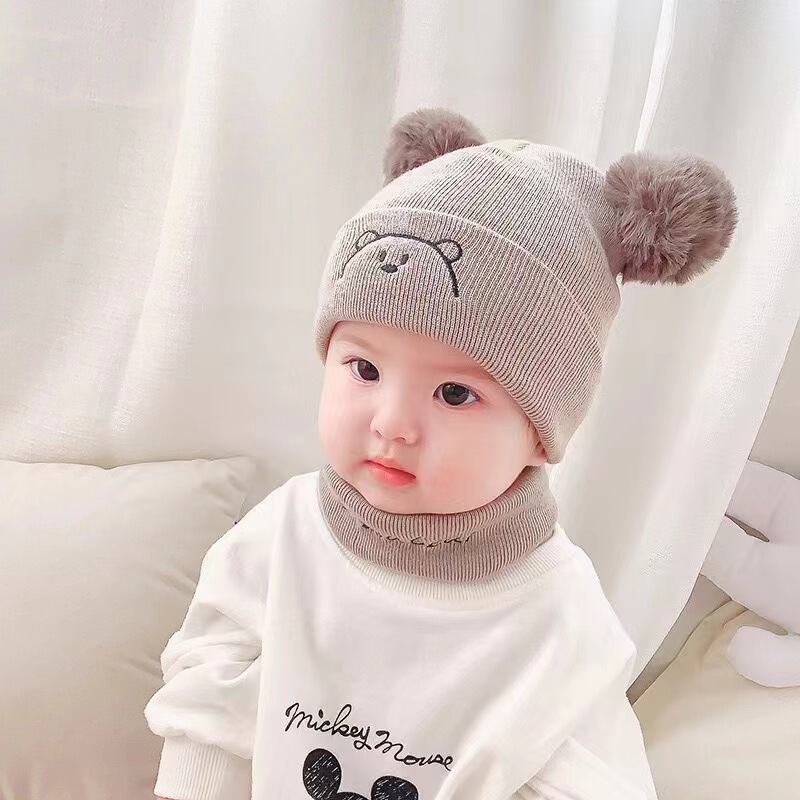 儿童双球帽冬季毛线帽儿童帽新生婴儿帽0-3-6-12个月男女宝宝帽子|undefined