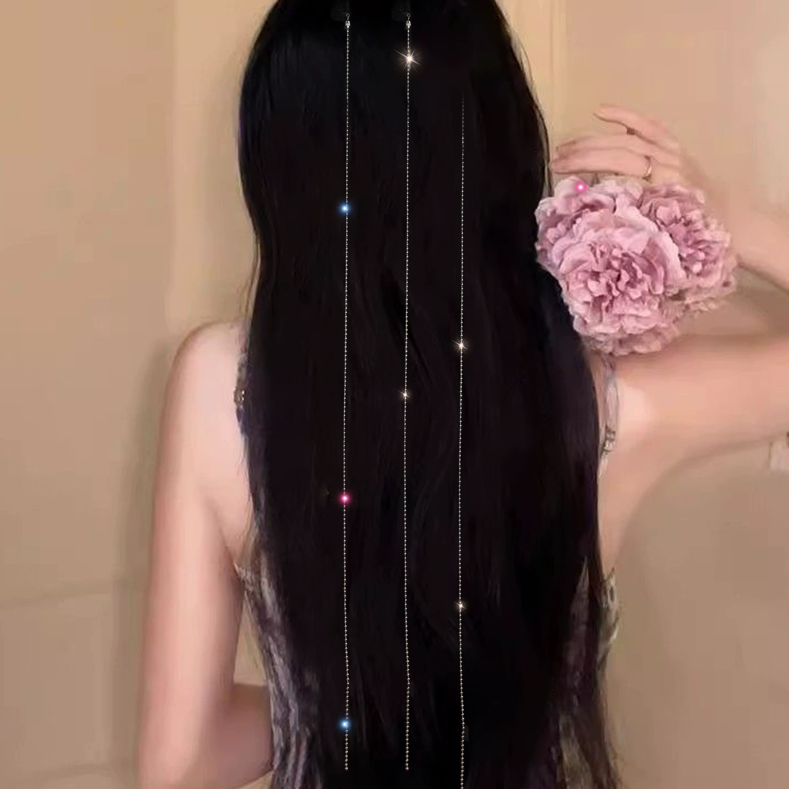 Корейская и японская элегантная милая девчачья заколка-цепочка из бисера, женская модная боковая заколка, боковая плетеная цепочка для волос, атмосферный аксессуар для волос