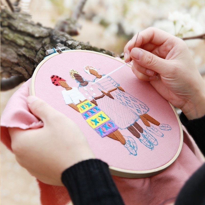 Lu bordado hecho a mano DIY principiante práctica salón pintura decorativa nórdica primaria flores y plantas traje de costura